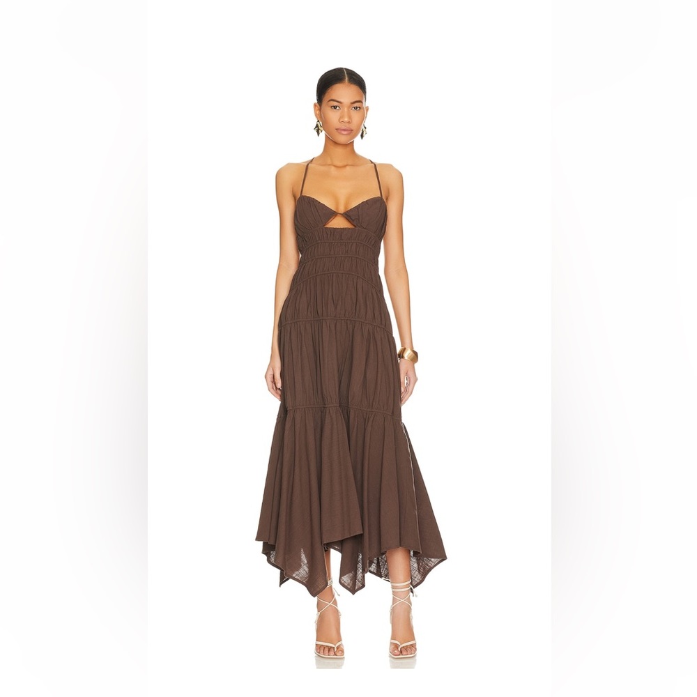 Tahlia Dress SNYDS Brown Maxi Open Back REVOLVE